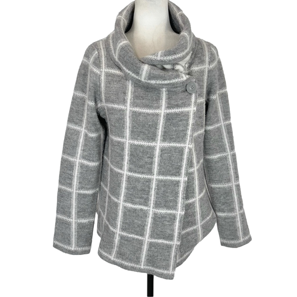 Ellen Tracy grey checkered cardigan